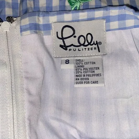 LILLY PULITZER Women's Blue Gingham Embroidered Butterfly Skirt - Picture 5 of 5